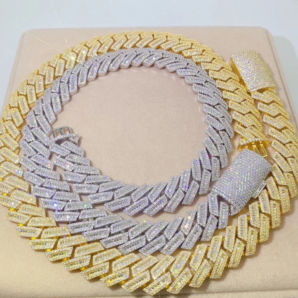 18mm Moissanite Cuban Link Necklace & Bracelet | S925 Silver Iced Out Hip Hop Jewelry - CaratixJewelry