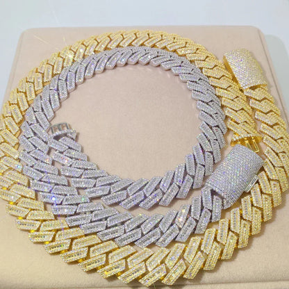 18mm Moissanite Cuban Link Necklace & Bracelet | S925 Silver Iced Out Hip Hop Jewelry - CaratixJewelry