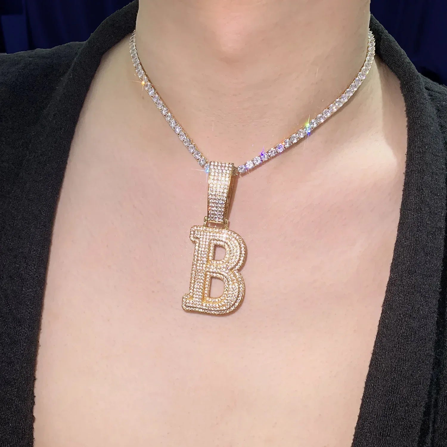 Iced Out Letter & Number Pendant | CZ Hip Hop Bling Jewelry Necklace - CaratixJewelry