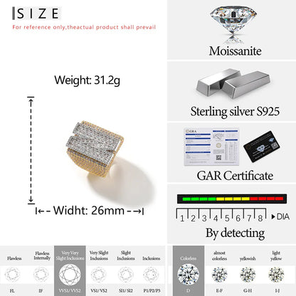 Custom Men's S925 Silver Moissanite Ring | Initial & Number Iced Out Band | Caratix