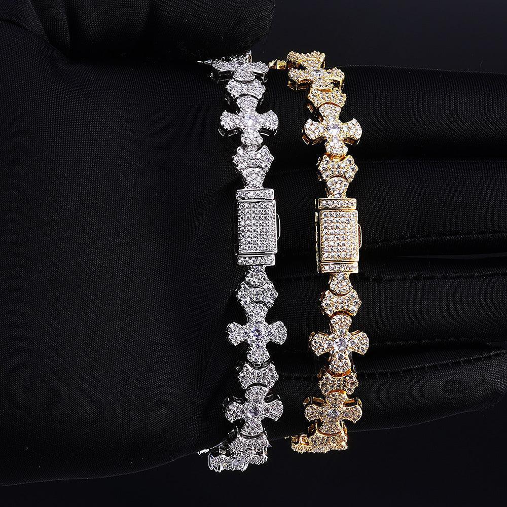Iced Out Cross Chain Bracelet Zircon Box Clasp Hip Hop Jewelry for Women | Caratix Jewelry - CaratixJewelry
