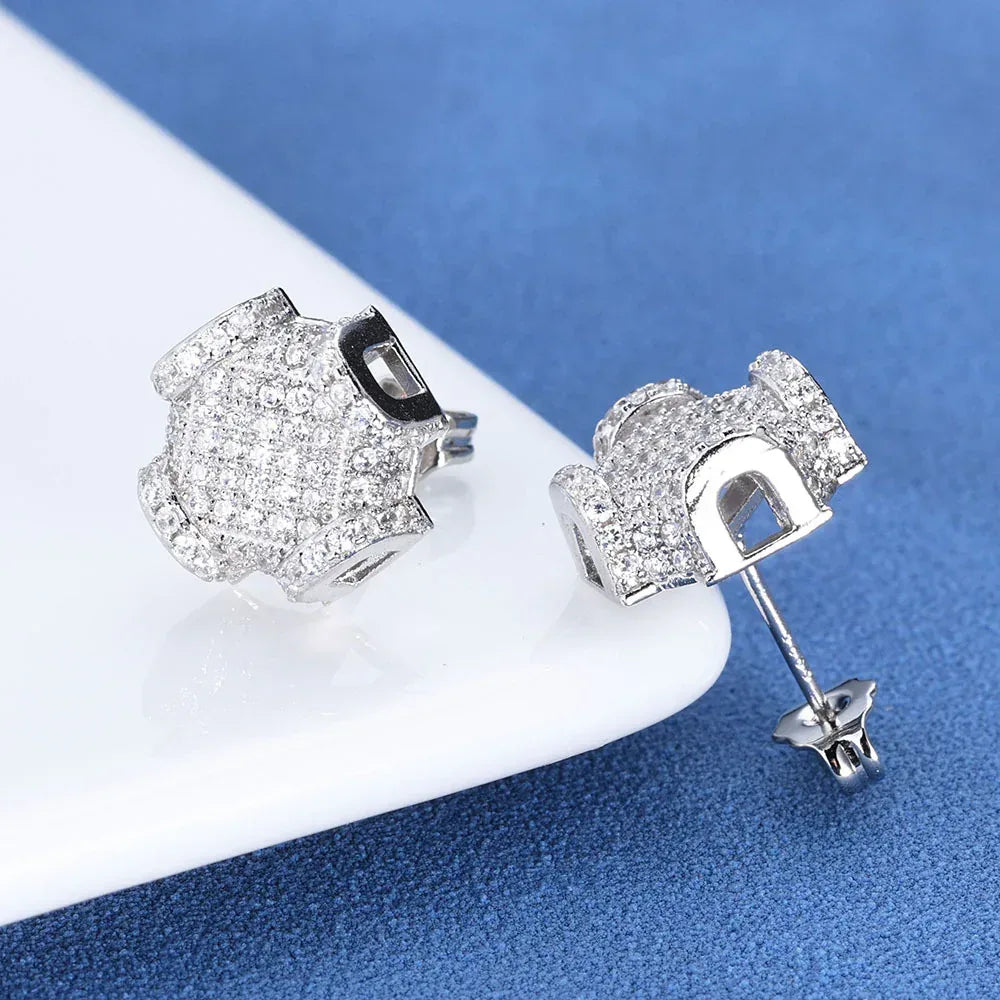 Custom Full Zircon Stud Earrings for Men | Luxury Hip Hop Jewelry | Caratix Jewelry - CaratixJewelry
