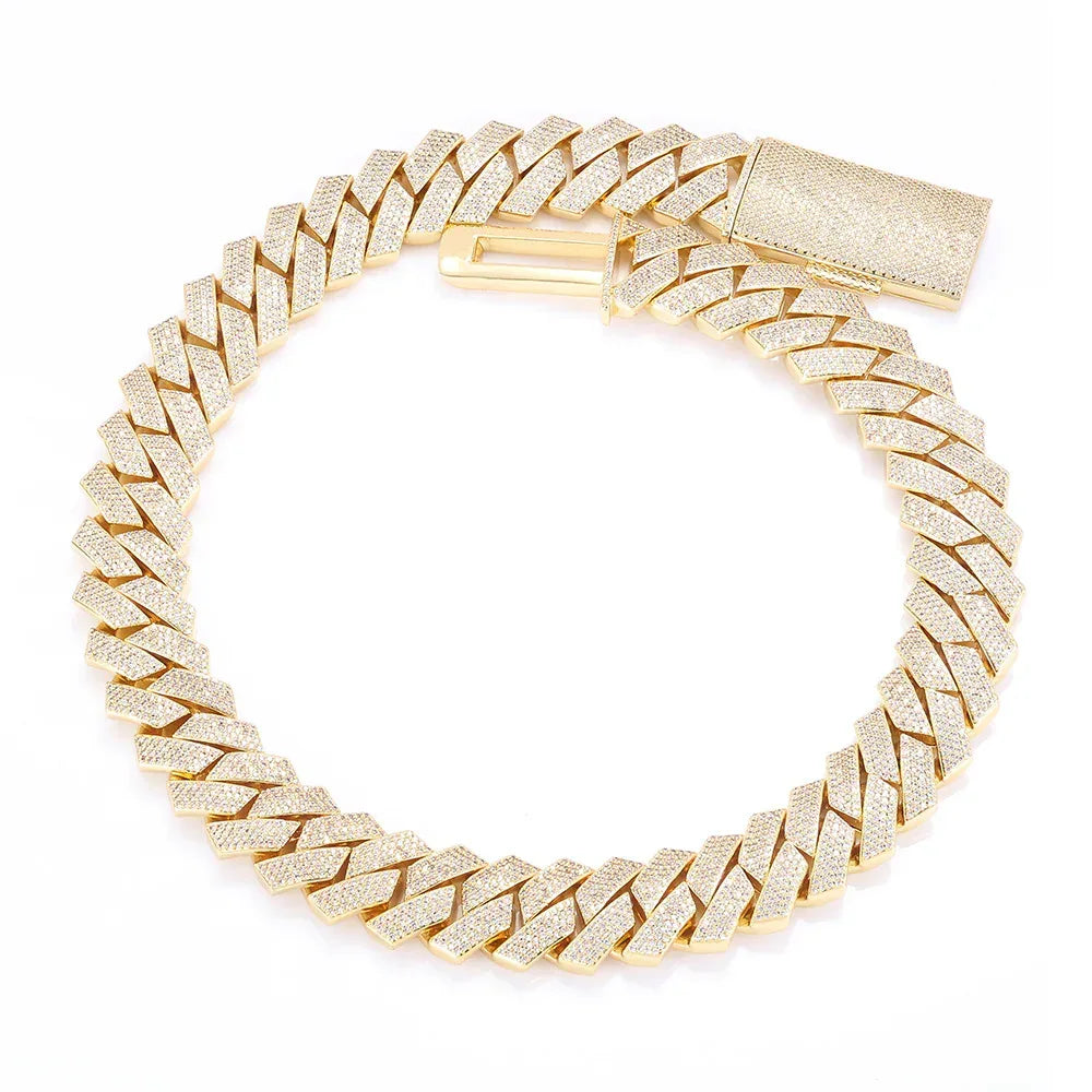 Rapper Iced Out Chain Four Row Cuban Zircon - CaratixJewelry