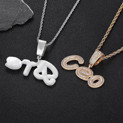 Custom Letter Pendant Necklace with Zircon Stones for Men and Women | Caratix Jewelry - CaratixJewelry