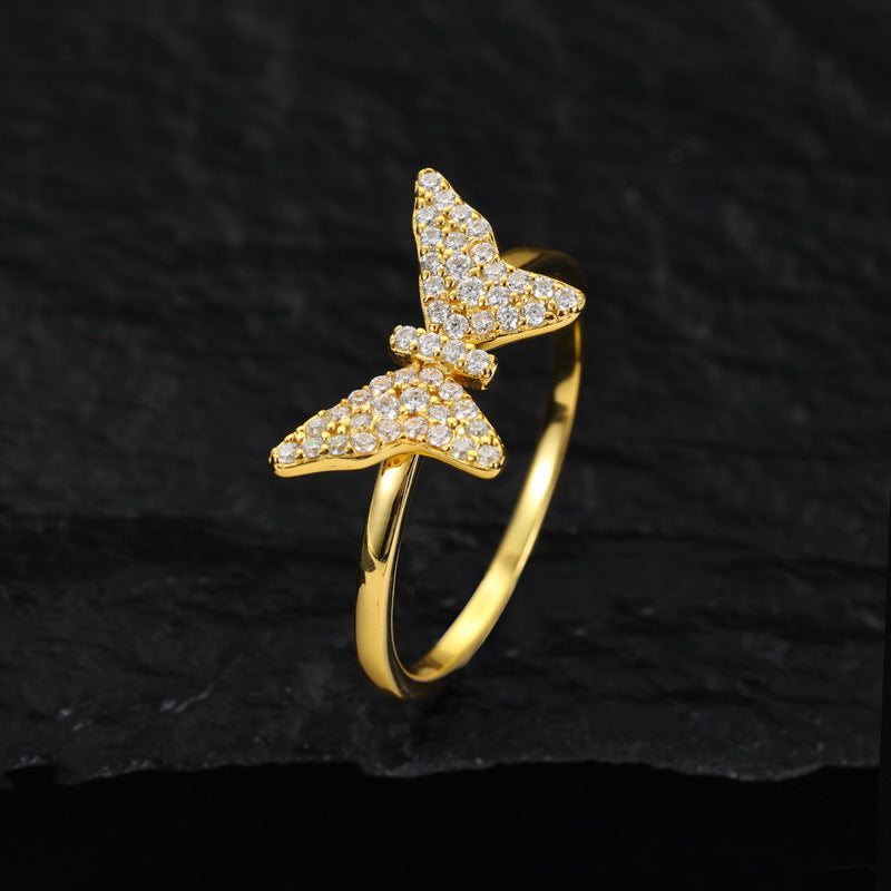 Iced Out Moissanite Butterfly Flower Ring S925 | Caratix