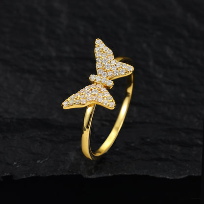 Iced Out Moissanite Butterfly Flower Ring S925 | Caratix