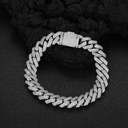 10mm -Shaped Zircon Cuban Link Bracelet - CaratixJewelry