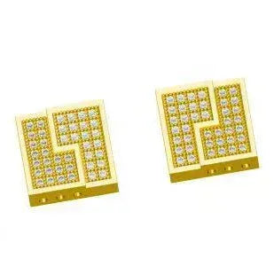 Zircon Square Stud Earrings with Zigzag Design | Retro Hip Hop Jewelry | Caratix Jewelry - CaratixJewelry