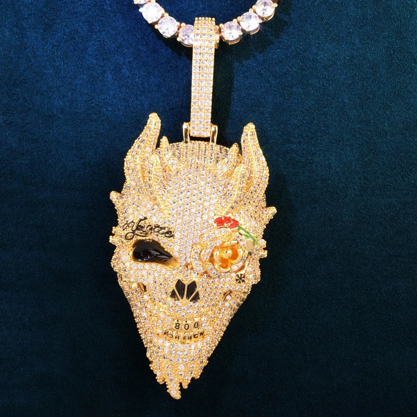 Iced Out Skull Pendant Necklace | CZ Hip Hop Vintage Streetwear Men’s Jewelry - CaratixJewelry