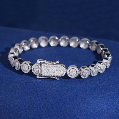 8mm Iced-Out Moissanite Round-Link Bracelet – S925 Sterling Silver Hip Hop Streetwear Jewelry for Men - CaratixJewelry