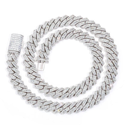 14mm Mixed-Cut Moissanite T-Bar Chain for Men – S925 Sterling Silver Luxury Hip Hop Necklace - CaratixJewelry