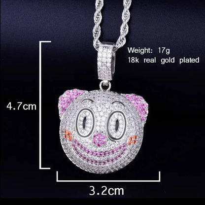 Men's Evil Clown Necklace | Premium Copper CZ "Laugh Now Cry Later" Jewelry Caratix - CaratixJewelry