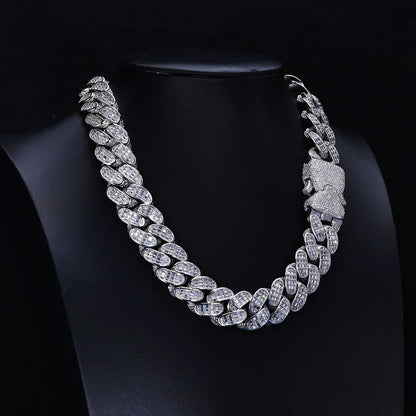 18mm Triple Row T Cut Zircon Cuban Necklace Hip Hop Jewelry - CaratixJewelry