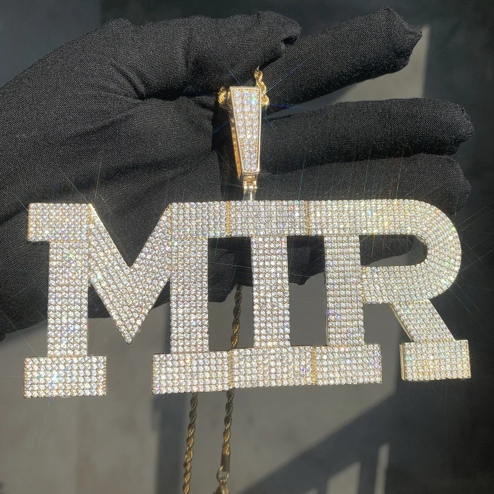 18K Gold Solid Letter Pendant | Iced Out CZ DIY Hip Hop Men’s Custom Jewelry - CaratixJewelry