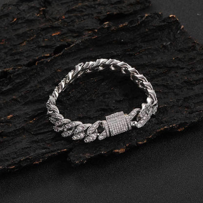 12mm Iced Out Cuban Chain Necklace Single Row Zircon - CaratixJewelry