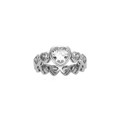 Luxury Heart-Shaped Pave Ring | Continuous Love Motif Band | Caratix
