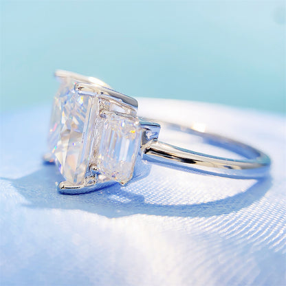 Massive 6 Carat Princess Cut Moissanite Ring S925 Silver | 10mm Square D VVS1 | Caratix