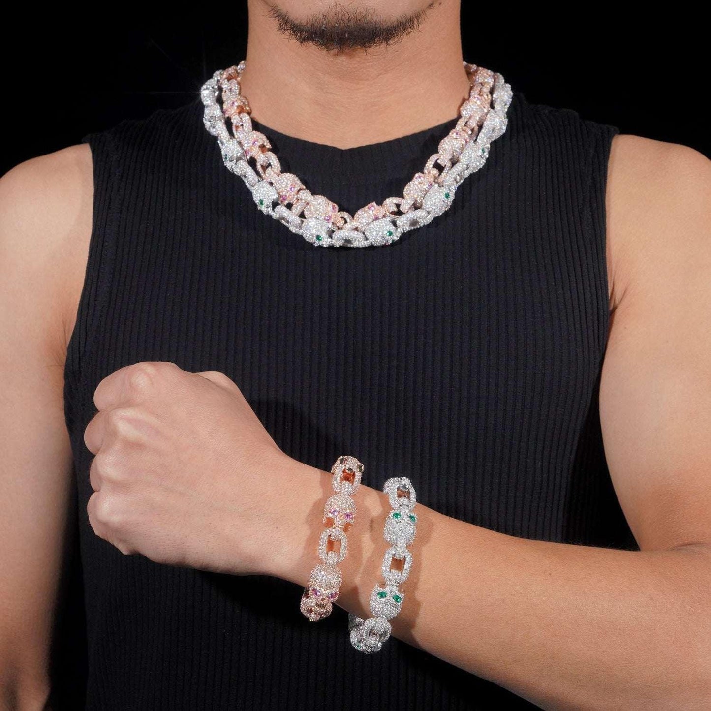 Moissanite Skull Cuban Link Bracelet | S925 Silver Men’s Iced Out Hip Hop Jewelry - CaratixJewelry