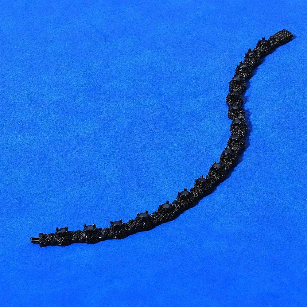 7.5mm Bead Cuban Bracelet Zircon Gold Chain Rapper Style for Men | Caratix Jewelry - CaratixJewelry
