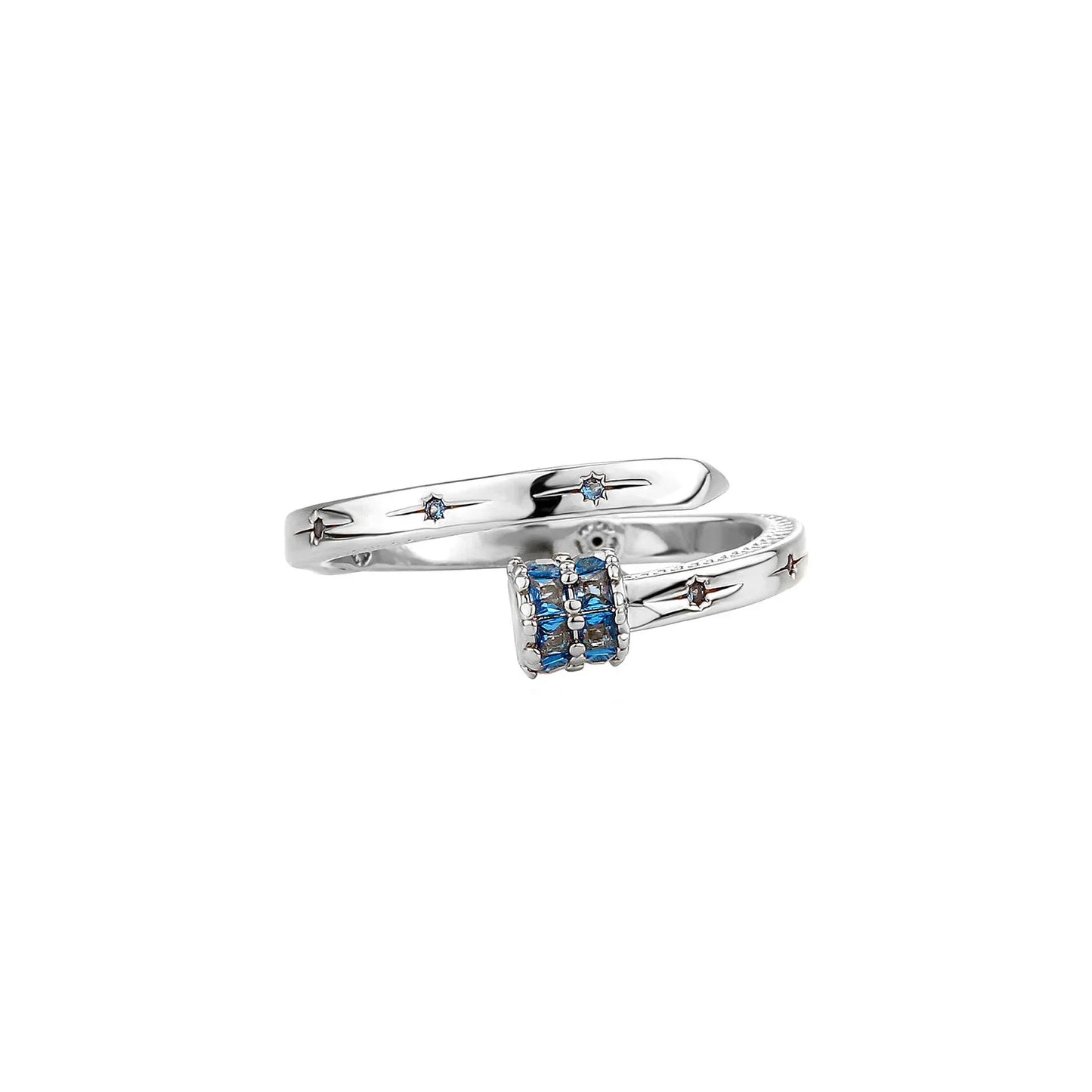 Luxury Blue Zirconia Nail Ring | Heavyweight Open Band Jewelry | Caratix