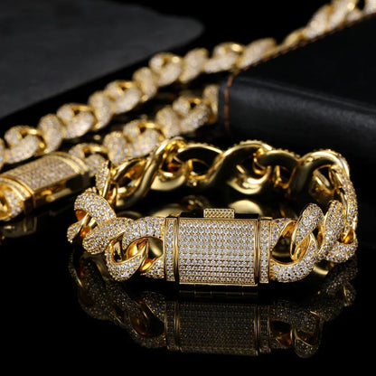 15mm Figure 8 Chain Bracelet Zircon Hip Hop Jewelry for Men | Caratix Jewelry - CaratixJewelry