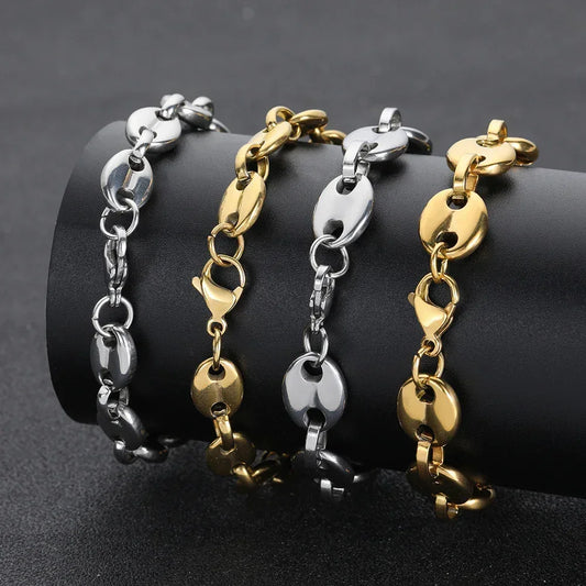 8mm Pig Nose Link Stainless Steel Bracelet with Vacuum Plating for Men | Caratix Jewelry - CaratixJewelry
