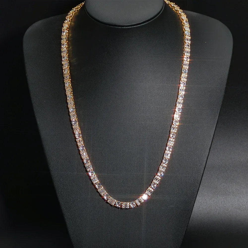 Mixed-Cut Moissanite Tennis Chain – S925 Sterling Silver Luxury Hip Hop Necklace - CaratixJewelry