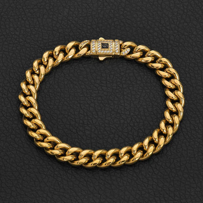 Clasp Cuban Link Bracelet with Polished Stainless Steel - CaratixJewelry