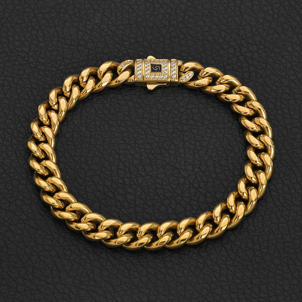 Custom Round-Polished Cuban Bracelet | Stainless Steel Hip Hop Jewelry for Men | Caratix - CaratixJewelry