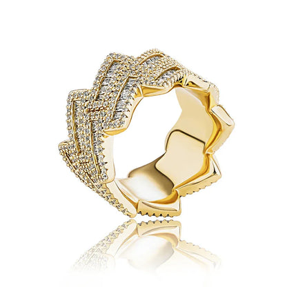 24mm Giant Iced Out Rhombus Ring | Solid Back Heavyweight Bling | Caratix