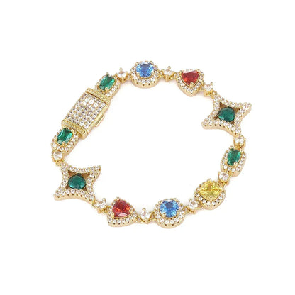 Geometric Colored Gemstone Zircon Necklace Hip Hop Jewelry for Men & Women | Caratix Jewelry - CaratixJewelry