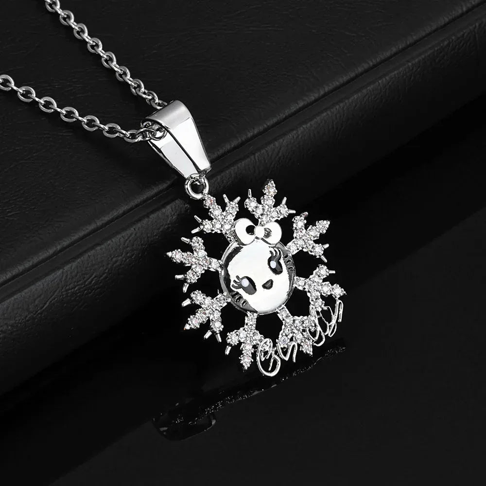 Snowflake Pendant Necklace Cute Character Hip Hop Jewelry for Women | Caratix Jewelry - CaratixJewelry