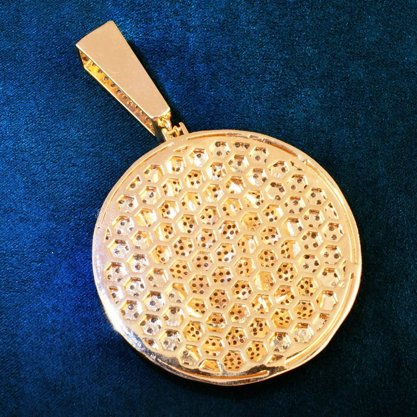Double-Hand Disc Pendant Necklace | CZ Iced Out Hip Hop Streetwear Sweater Chain - CaratixJewelry