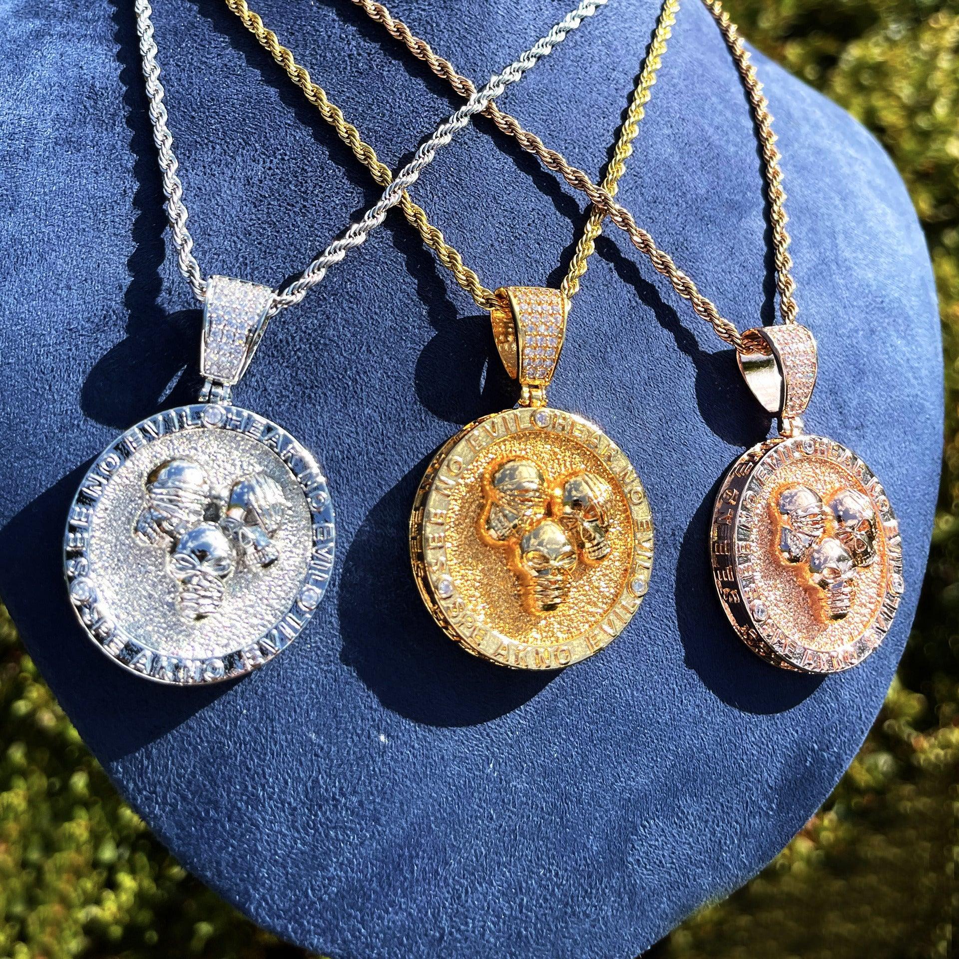Men's Hardcore Hip Hop Necklace | Premium Copper CZ Skeleton Jewelry - CaratixJewelry