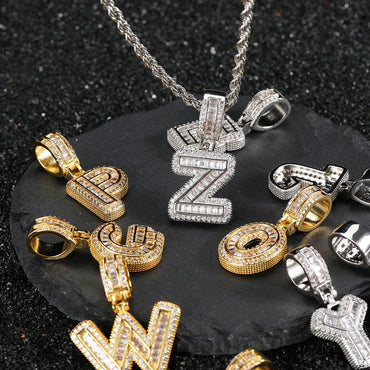 Custom Iced-Out Letter Pendant Necklace with Zircon Stones for Men | Caratix Jewelry - CaratixJewelry