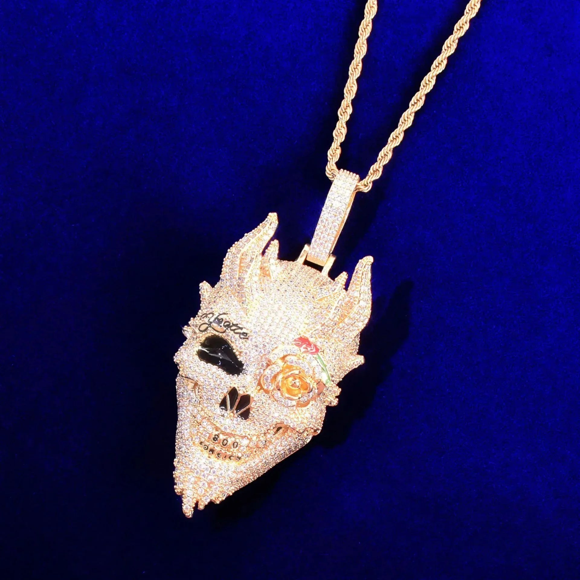 Men's Skeleton Head Necklace | Premium Copper CZ Gothic Jewelry Caratix - CaratixJewelry