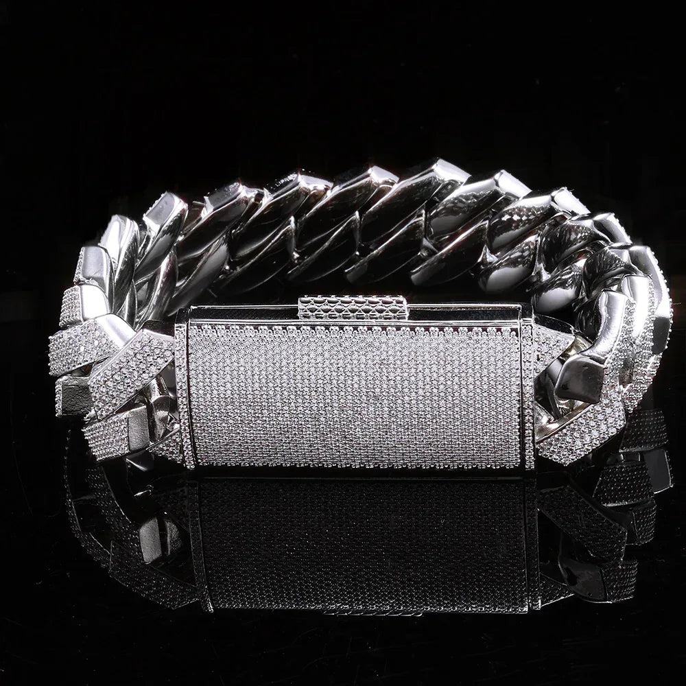 Rapper Iced Out Chain Four Row Cuban Zircon - CaratixJewelry