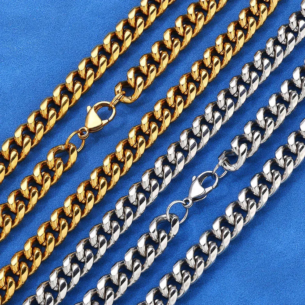 Lobster Clasp Stainless Steel Cuban Link Necklace Hip Hop Bling for Men & Women | Caratix Jewelry - CaratixJewelry