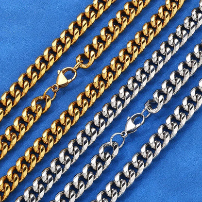 Lobster Clasp Stainless Steel Cuban Link Necklace Hip Hop Bling for Men & Women | Caratix Jewelry - CaratixJewelry