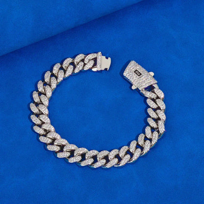 Custom 12mm Double Row Cuban Chain Moroccan Bracelet - CaratixJewelry