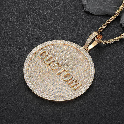 80mm Full Round Letter Pendant Necklace with Zircon Stones for Men | Caratix Jewelry - CaratixJewelry