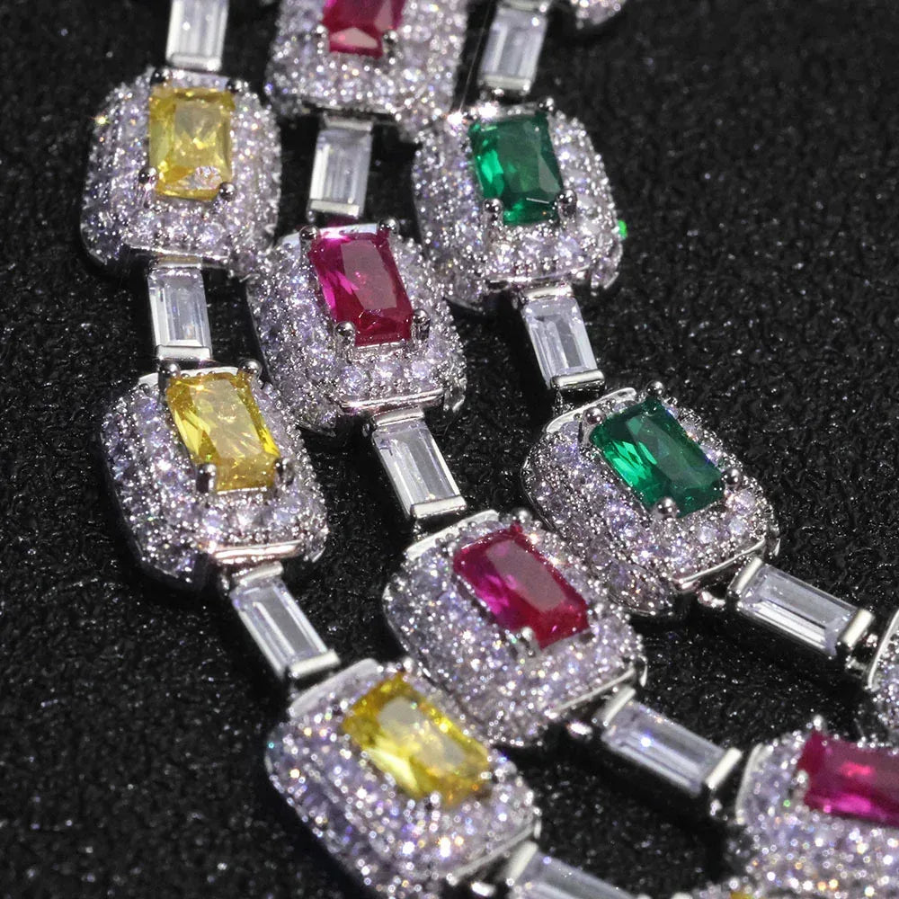 Colorful Gemstone Zircon Necklace Iced Out Jewelry | Caratix Jewelry - CaratixJewelry
