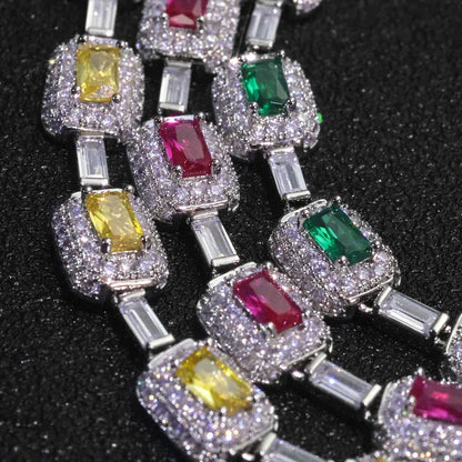 Colorful Gemstone Zircon Necklace Iced Out Jewelry | Caratix Jewelry - CaratixJewelry
