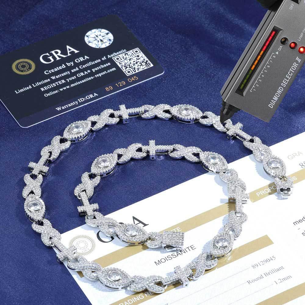 Figure 8 Chain Eye Cross S925 Silver Moissanite Necklace for Men | Caratix Jewelry - CaratixJewelry