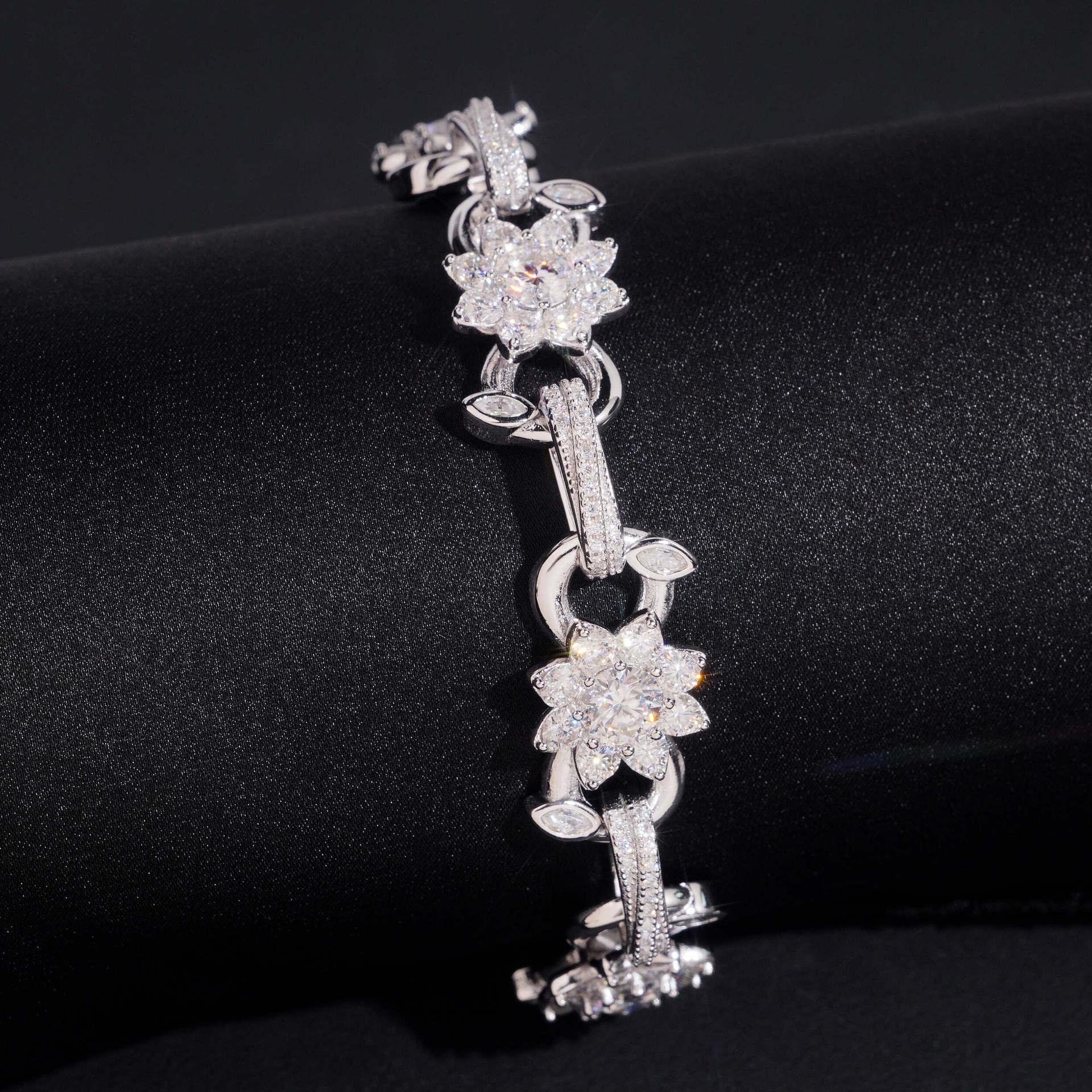 13mm Moissanite Cuban Link Bracelet – S925 Sterling Silver Iced-Out Hip Hop Men’s Jewelry with Figure-8 Flower Clasp - CaratixJewelry