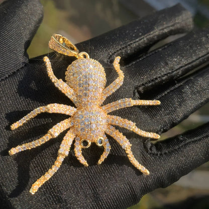 Iced Out Spider Pendant Necklace | CZ Hip Hop Unisex Streetwear Jewelry - CaratixJewelry