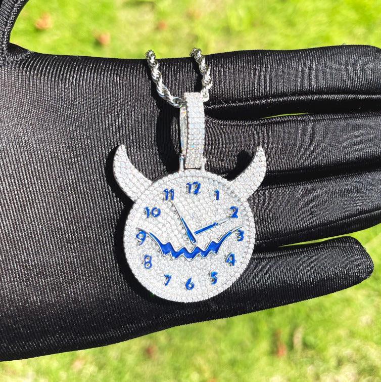 Men's Niche Skull Watch Necklace | 14K Gold Finish CZ Hip Hop Bling - CaratixJewelry
