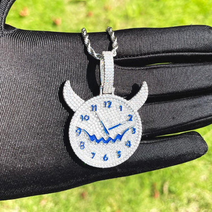 Men's Niche Skull Watch Necklace | 14K Gold Finish CZ Hip Hop Bling - CaratixJewelry