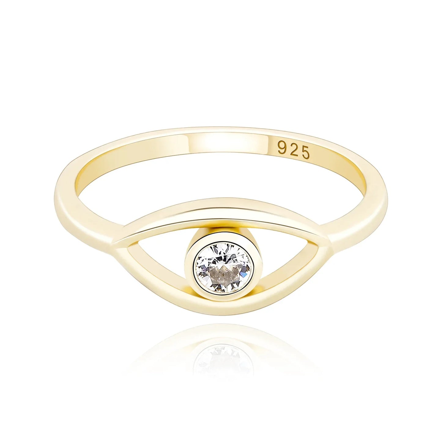 Solid 925 Sterling Silver Evil Eye Ring | Protective Amulet Band | Caratix