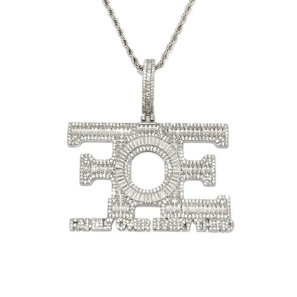 New Iced Out "FOE" Pendant | Women's "Family Over Everything" Necklace - CaratixJewelry